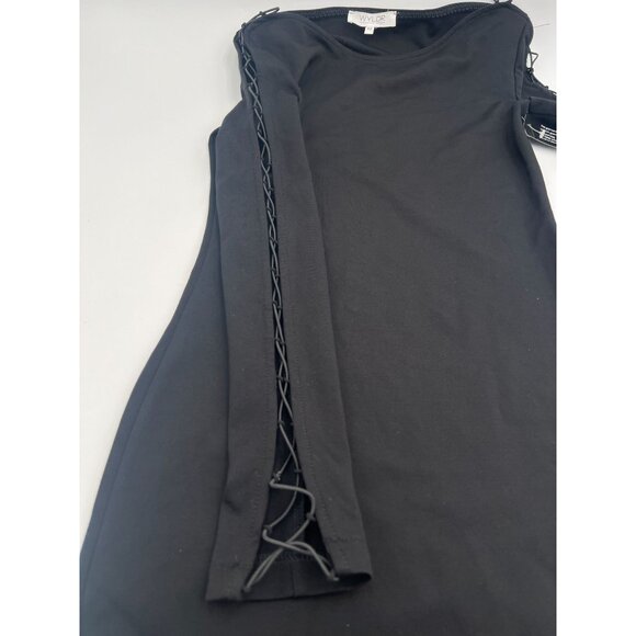 NEW Wyldr Black Off-The-Shoulder Lace Me Up Bodycon Longsleeve Dress - Picture 7 of 14